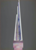 Turmskulptur, 1986, Collage aus Teilen von Offsetdrucken von
‚... mein täglich Bild von D.’, 70 x 50 cm